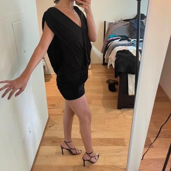 BCBGMaxAzria Black Draped Mini Dress